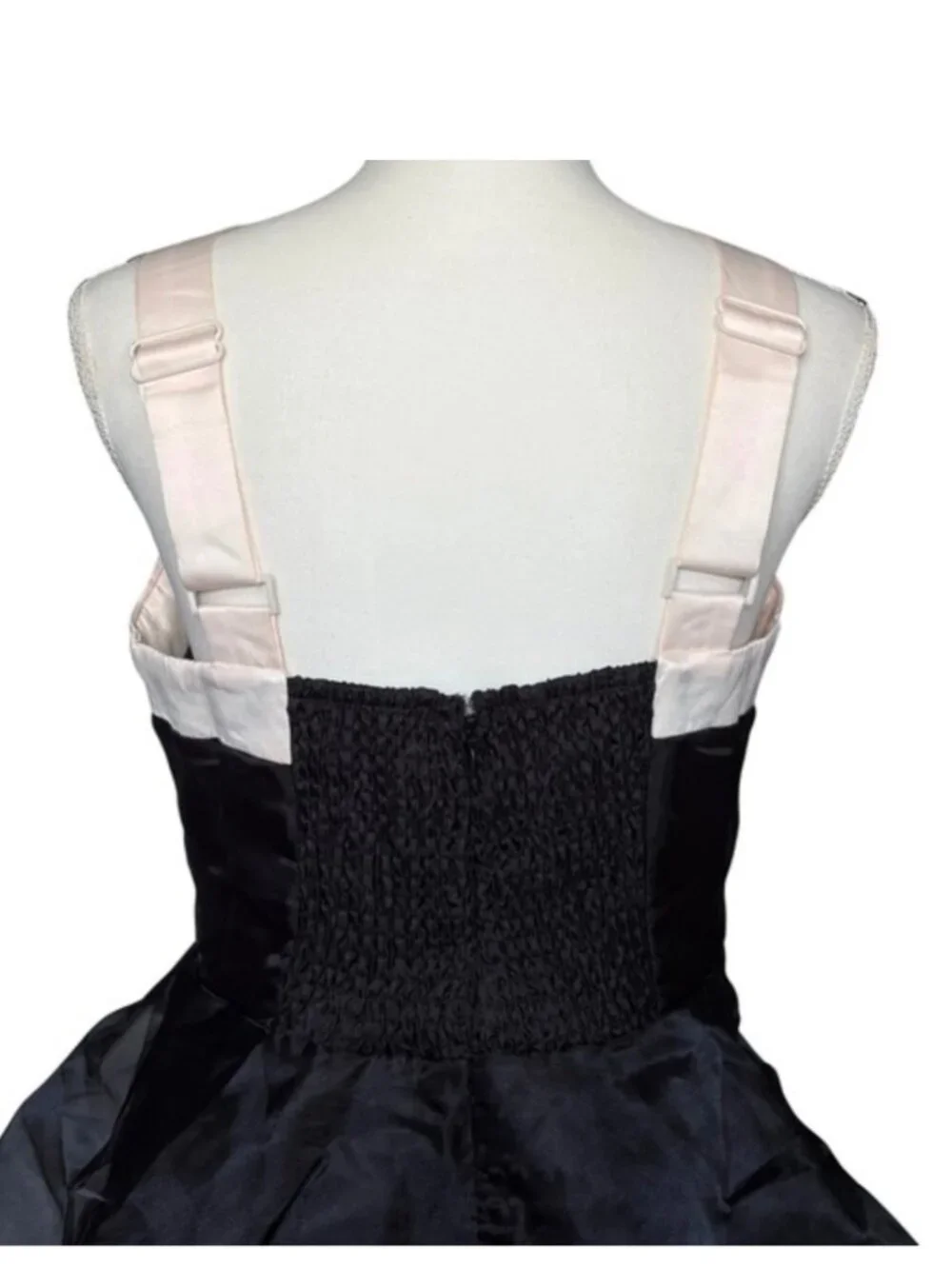 NWT Lulus Black Organza Tiered Midi Dress with Satin Bow - Picture 5 of 8